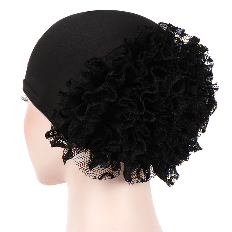 BLACK UNDERSCARF CAP WITH VOLUMIZER